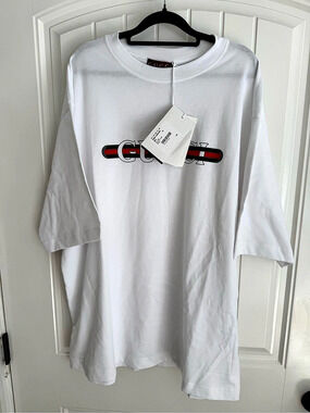 Gucci Logo Interlock T-Shirt in White & Green Size XL NWT